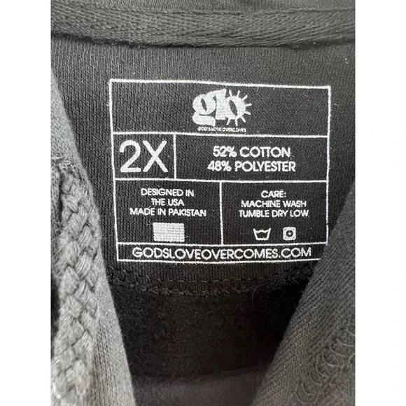 Gods Love Overcomes Jesus is King Black Hoodie Sweatshirt 2X - Picture 5 of 7